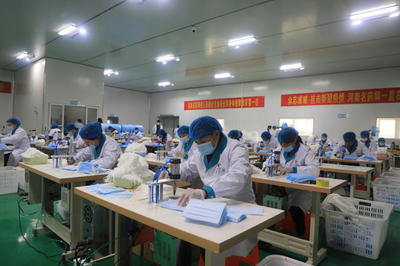 商城县:8天投产!日产口罩40万只
